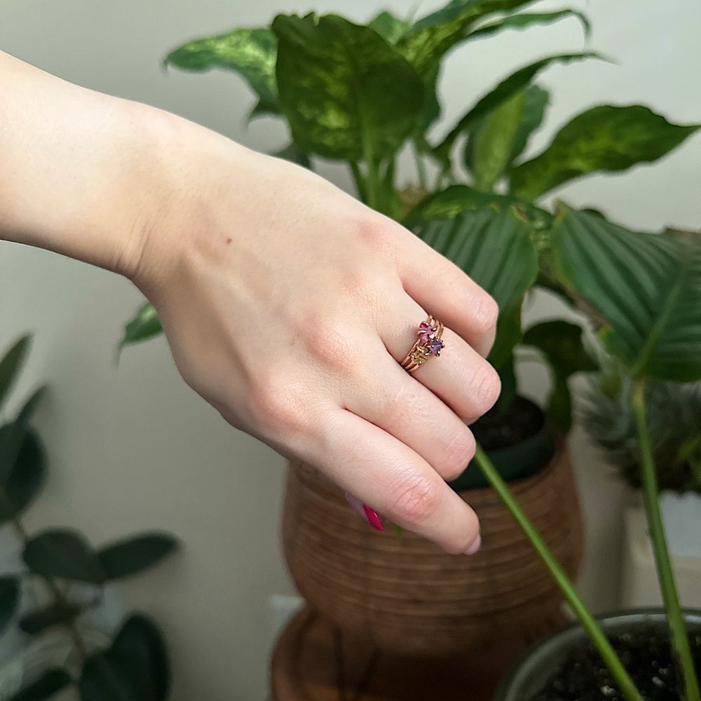 Rose-gold rings (natural stones)